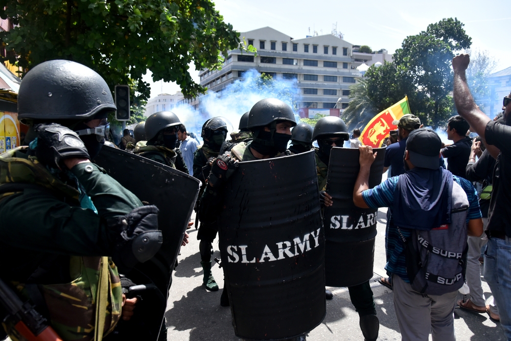 Anti-Government protesters gathering stage a protest in Colombo against the government of Sri Lanka and voiced their demand for the resignation of the president and Prime Minister. 9th July 2022