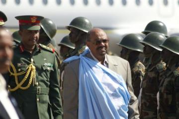 Sudanese president Omar Al-Bashir arrives in the southern capital of Juba.