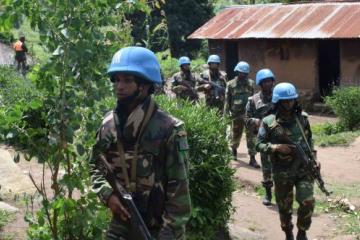 MONUSCO peacekeepers conduct cordon-and-search operations in camps in the area of Aveba that sheltered the positions of the Front for Patriotic Resistance in Ituri elements, in order to facilitate the prompt return of displaced populations.