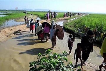 Rohingya refugees entering Bangladesh 