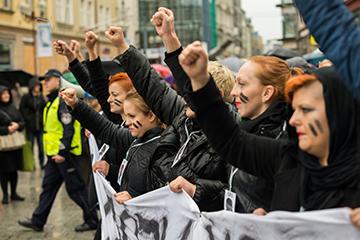 protest against anti-abortion law forced by Polish government PIS