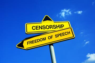 Image:  Two traffic signs - Freedom of Speech and Censorship